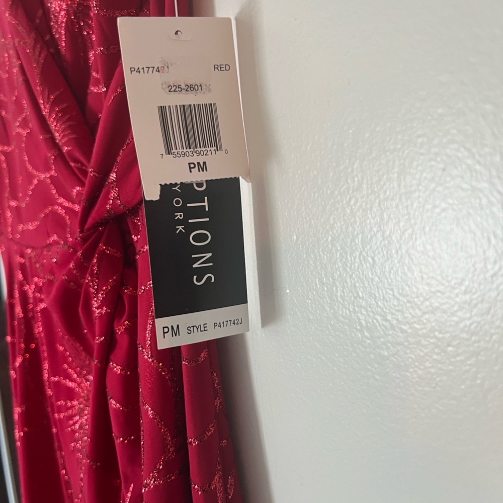 Perceptions Red Asymmetrical Wrap Dress - Picture 10 of 11